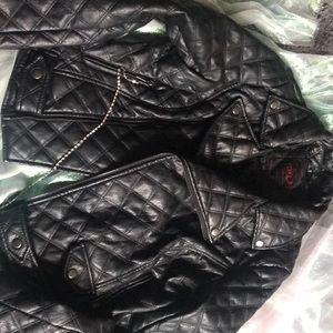 Black Quilted faux leather
